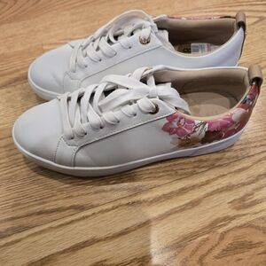 Ted Baker White and Pink Floral Sneakers